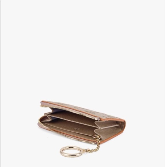 MCM Klara Monogram Zip Mini Wallet: Taupe - Picture 2 of 10